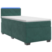 Boxspring bed 80x200 cm donkergroen fluweel met matras en LED