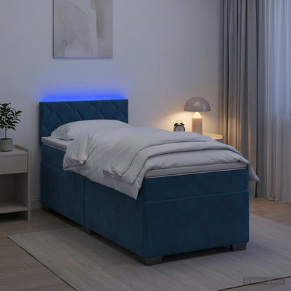 Boxspring Bed met Matras en LED Blauw 80 x 200 cm fluweel