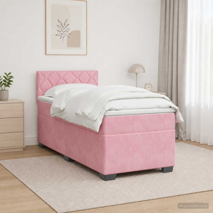 Boxspring Bed met Matras en LED Roze 90 x 200 cm fluweel