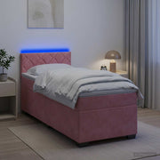 Boxspring bed 80x200 cm roze met led