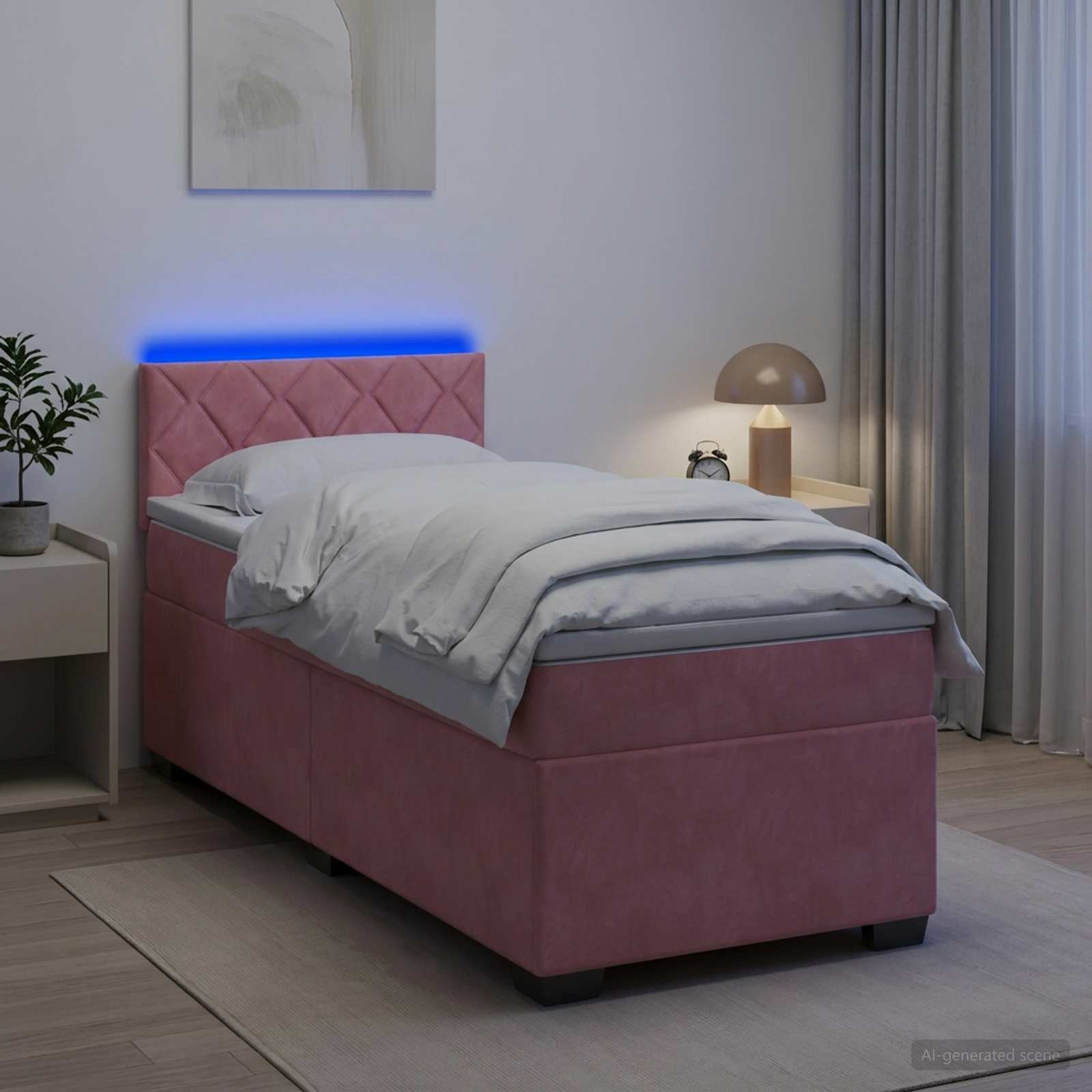 Boxspring Bed met Matras en LED Roze 80 x 200 cm fluweel