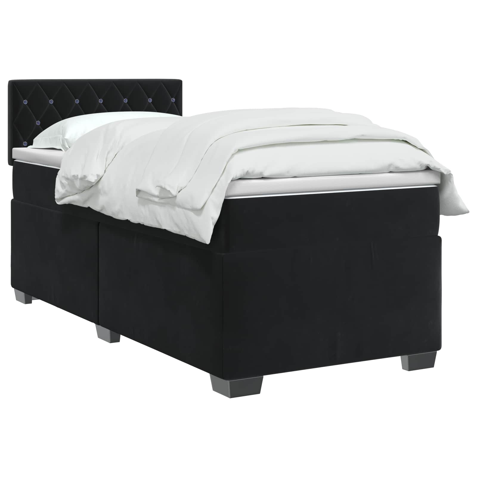 Boxspring Bed met Matras en LED Zwart 90 x 190 cm fluweel