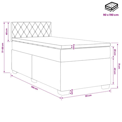 Boxspring Bed met Matras en LED Zwart 90 x 190 cm fluweel