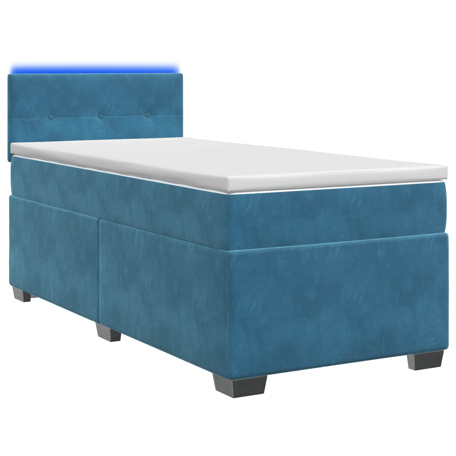 Boxspring Bed met Matras en LED Blauw 90 x 190 cm fluweel