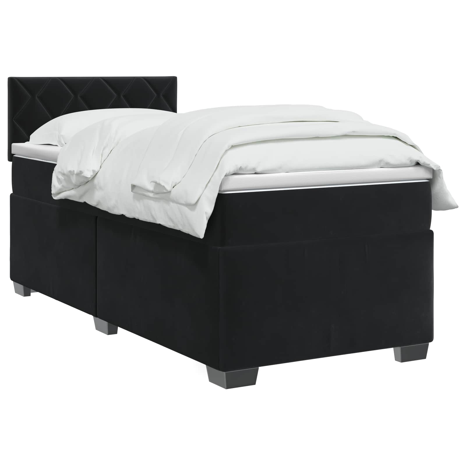 Boxspring Bed met Matras en LED Zwart 90 x 190 cm fluweel