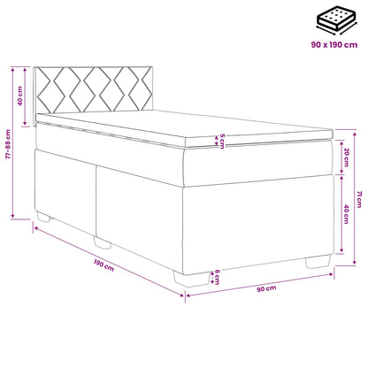 Boxspring Bed met Matras en LED Zwart 90 x 190 cm fluweel