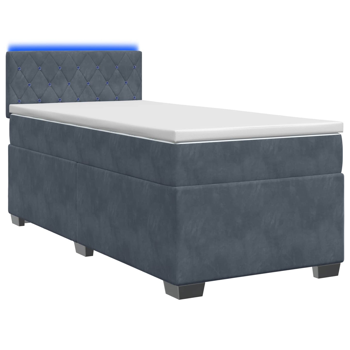 Boxspring Bed met Matras en LED Donkergrijs 90 x 200 cm fluweel