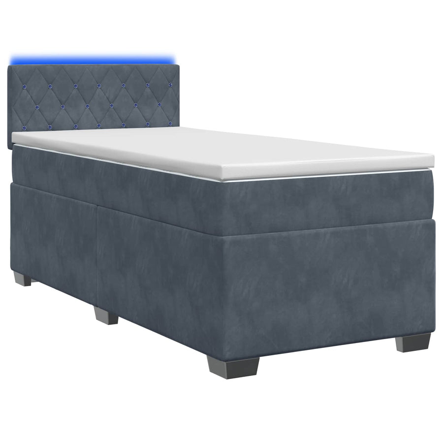Boxspring Bed met Matras en LED Donkergrijs 90 x 200 cm fluweel