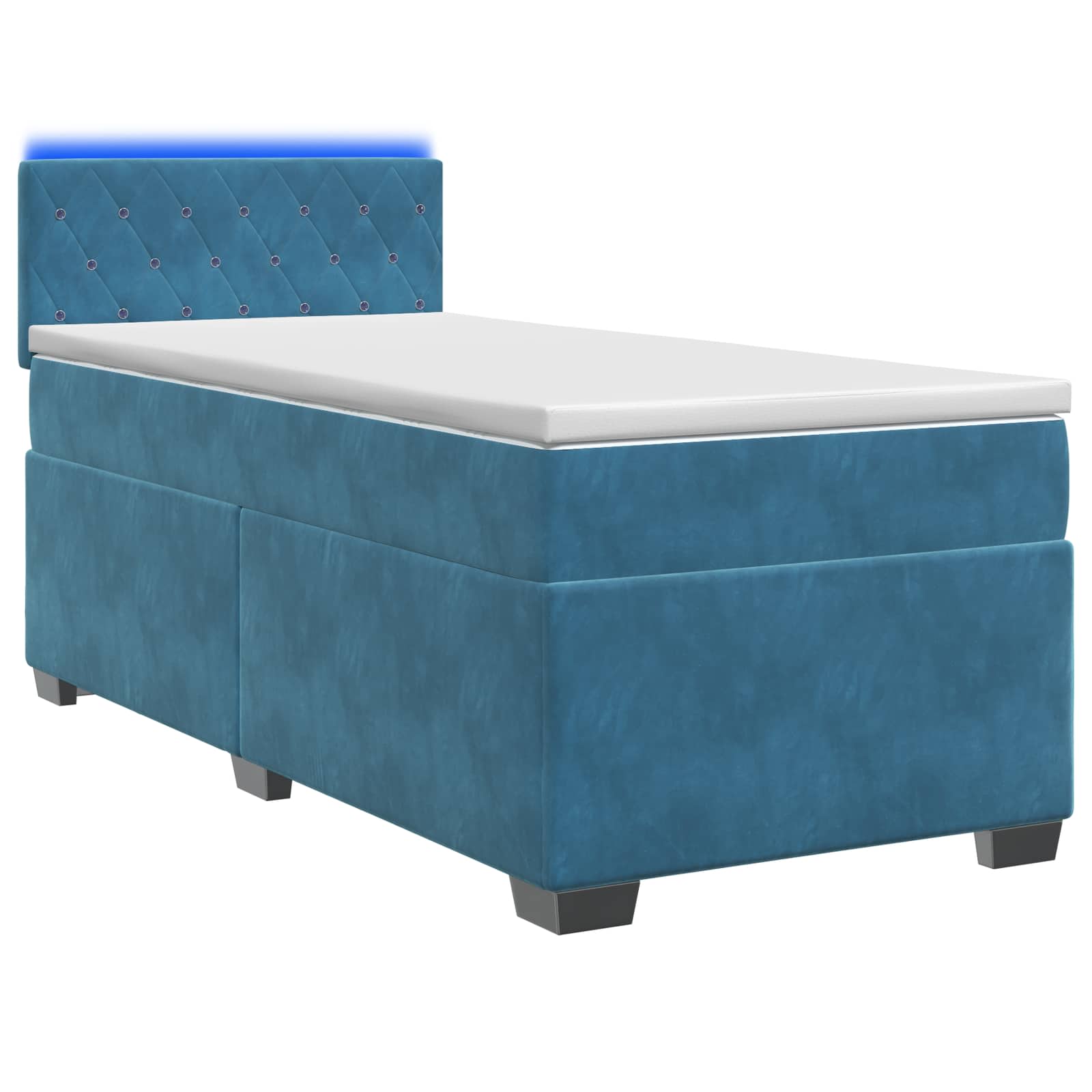 Boxspring Bed met Matras en LED Blauw 90 x 200 cm fluweel