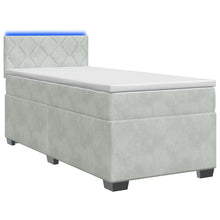 Boxspring Bed met Matras en LED Lichtgrijs 90 x 200 cm fluweel