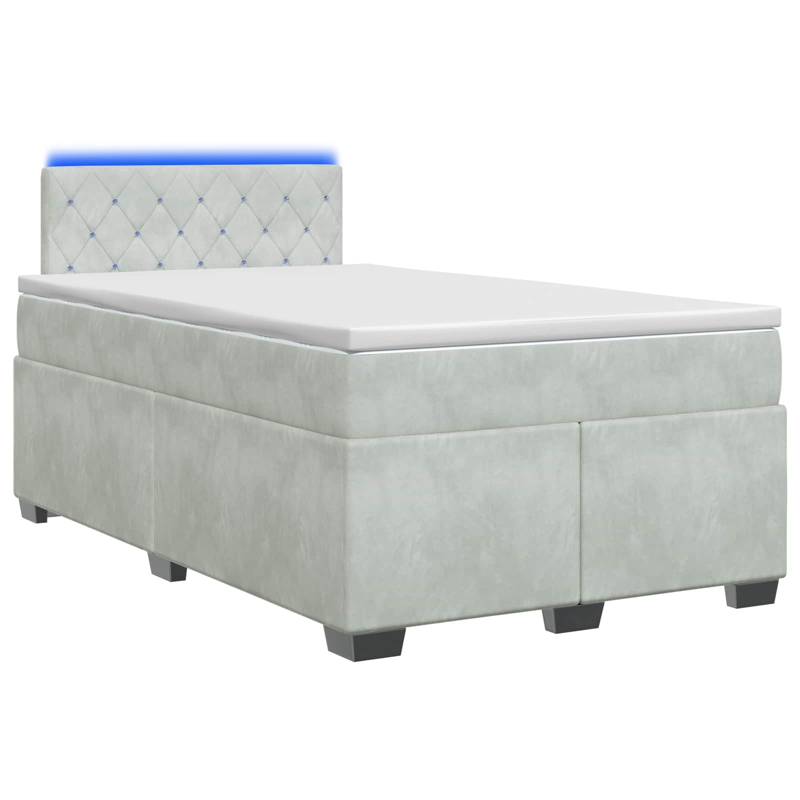 Boxspring Bed met Matras en LED Lichtgrijs 120 x 190 cm fluweel