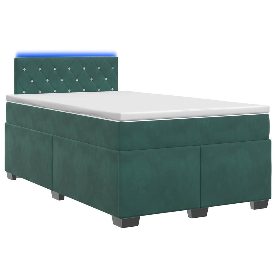 Boxspring Bed met Matras en LED Donkergroen 120 x 190 cm