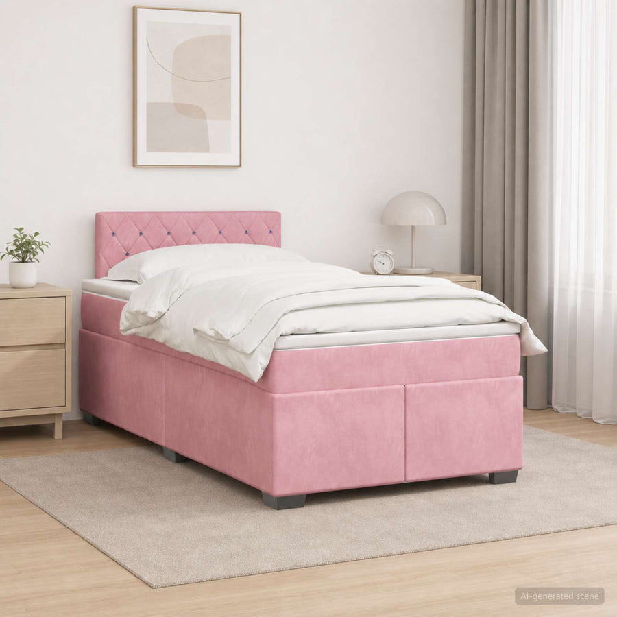 Boxspring Bed met Matras en LED Roze 120 x 190 cm fluweel