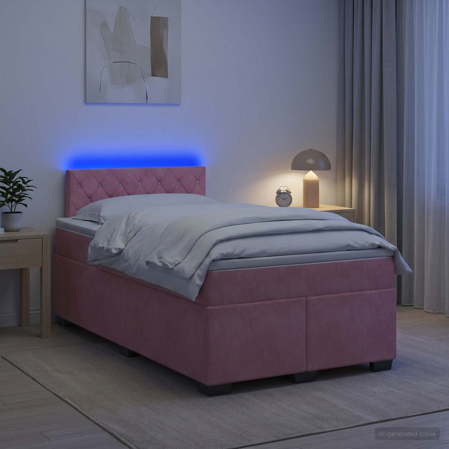 Boxspring Bed met Matras en LED Roze 120 x 190 cm fluweel