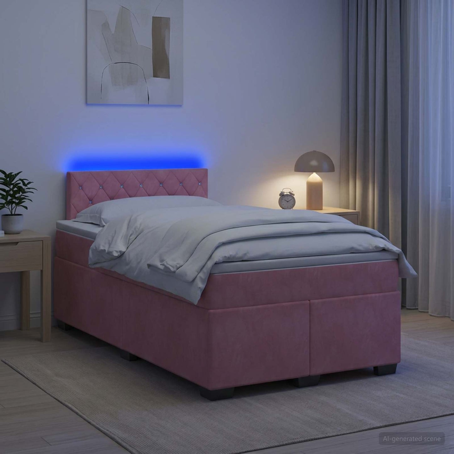 Boxspring Bed met Matras en LED Roze 120 x 200 cm fluweel