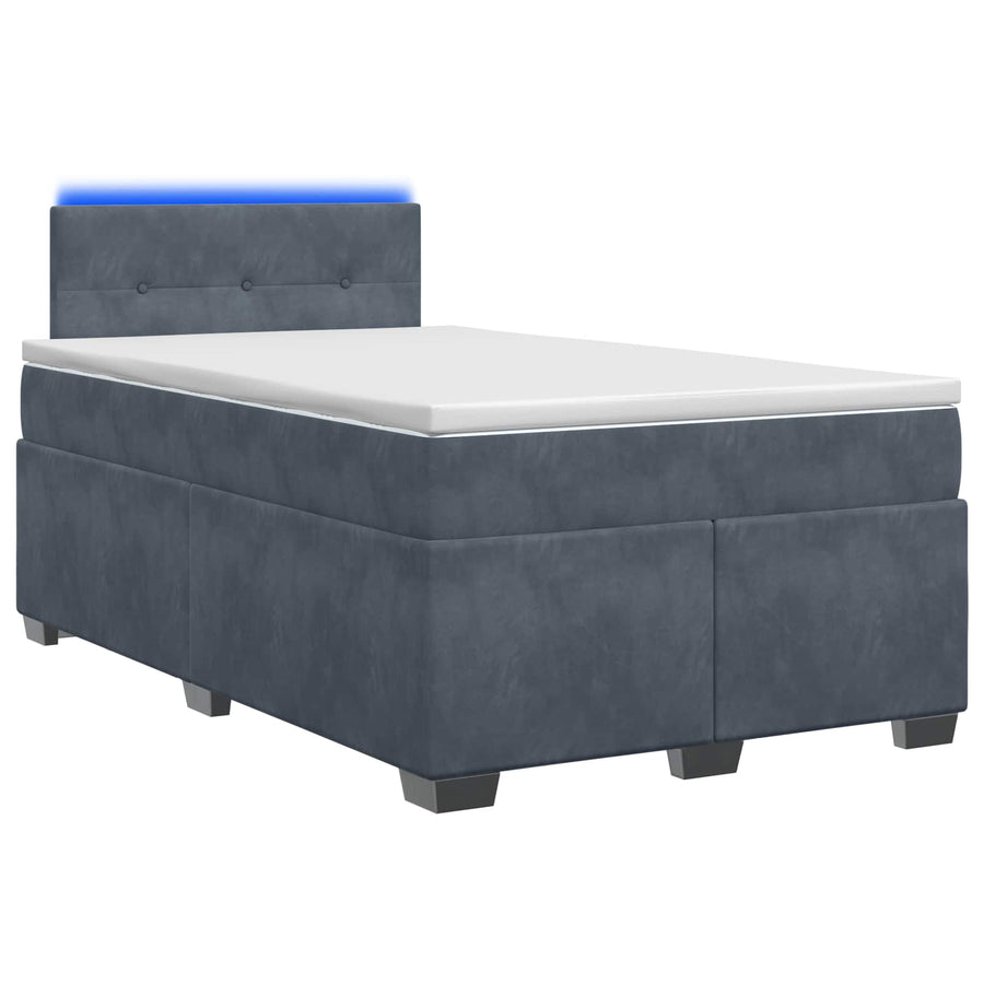 Boxspring Bed met Matras en LED Donkergrijs 120 x 190 cm