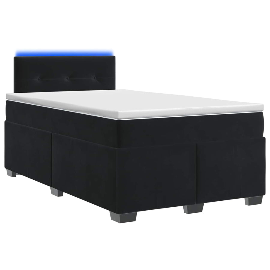 Boxspring Bed met Matras en LED Zwart 120 x 190 cm fluweel