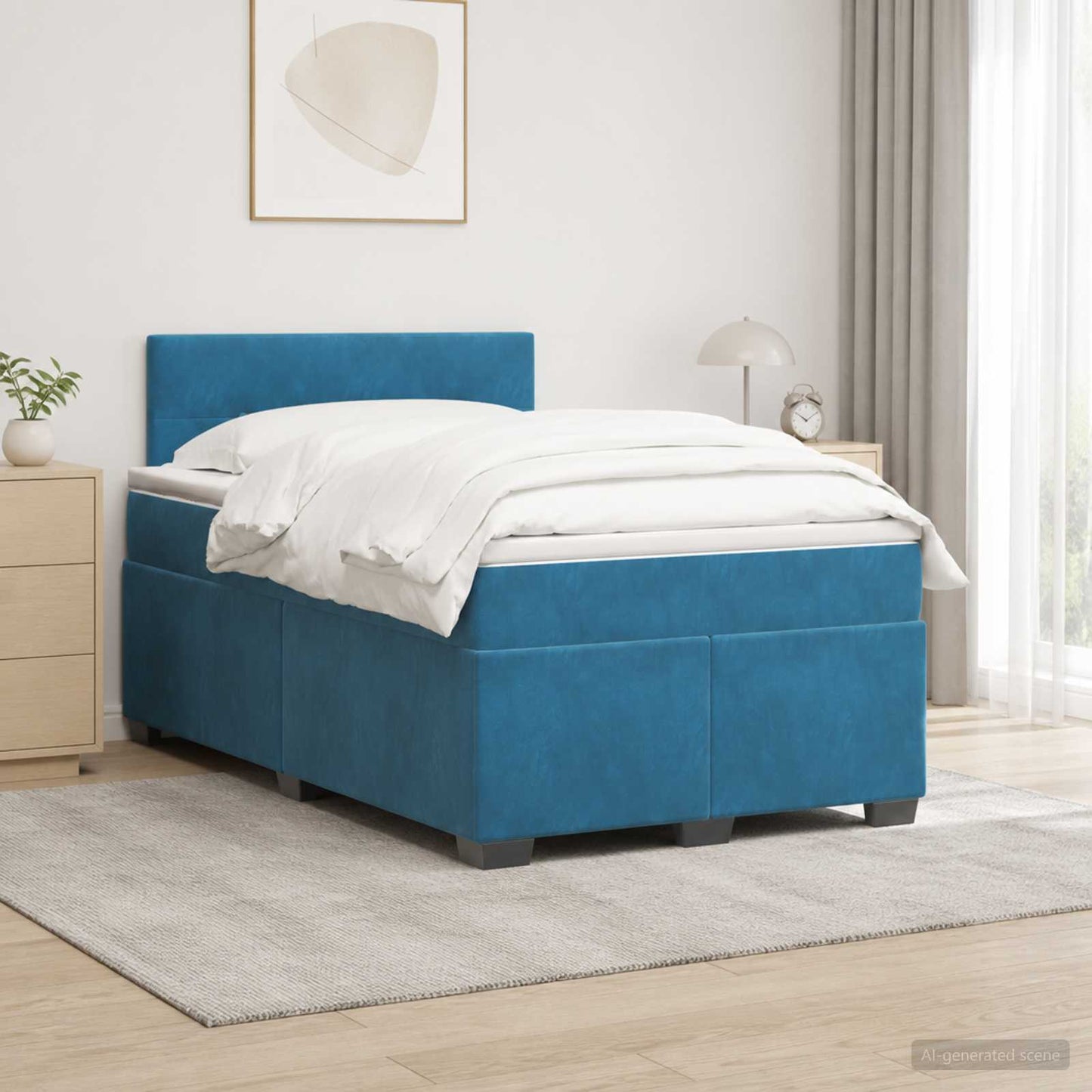 Boxspring Bed met Matras en LED Blauw 120 x 190 cm fluweel