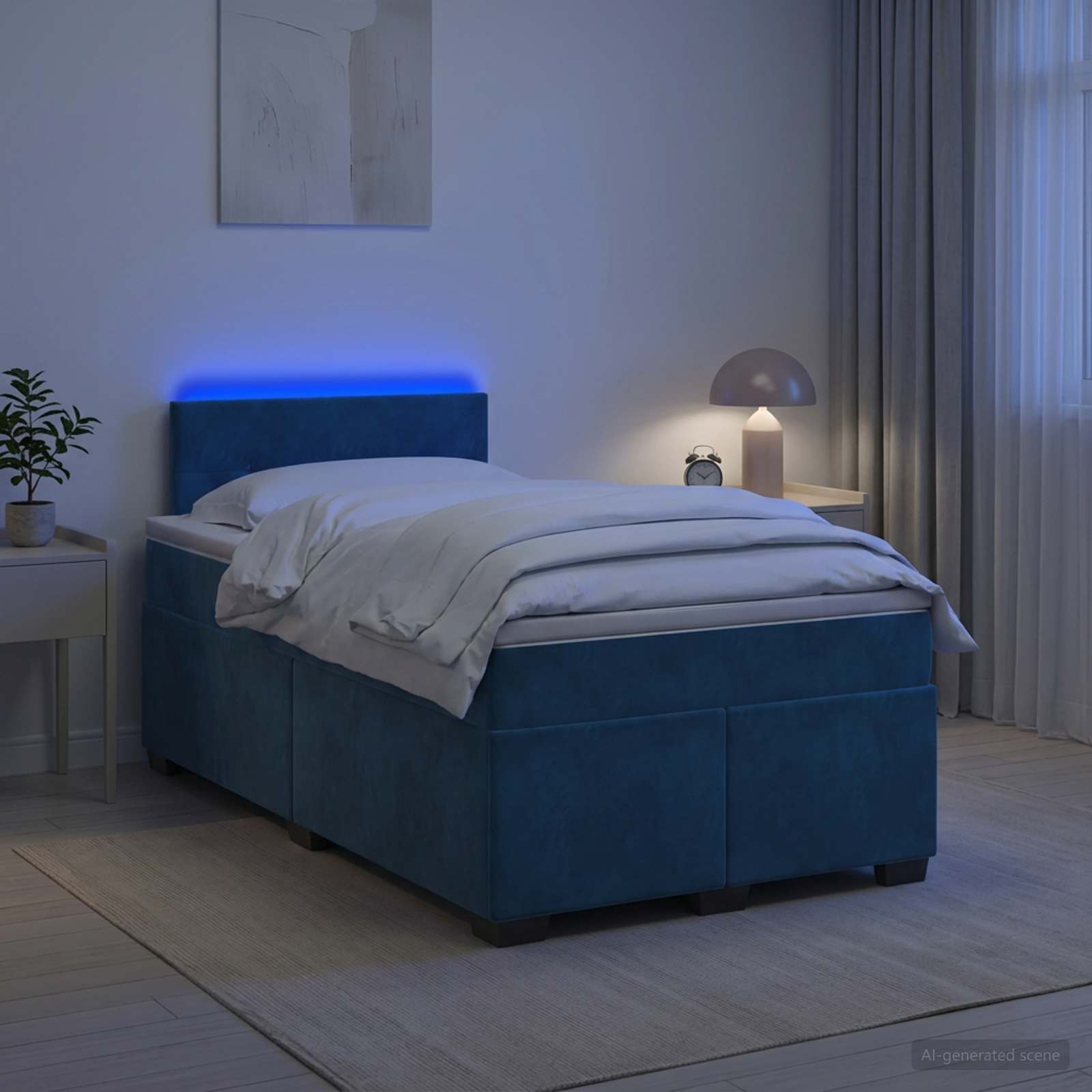 Boxspring Bed met Matras en LED Blauw 120 x 200 cm fluweel