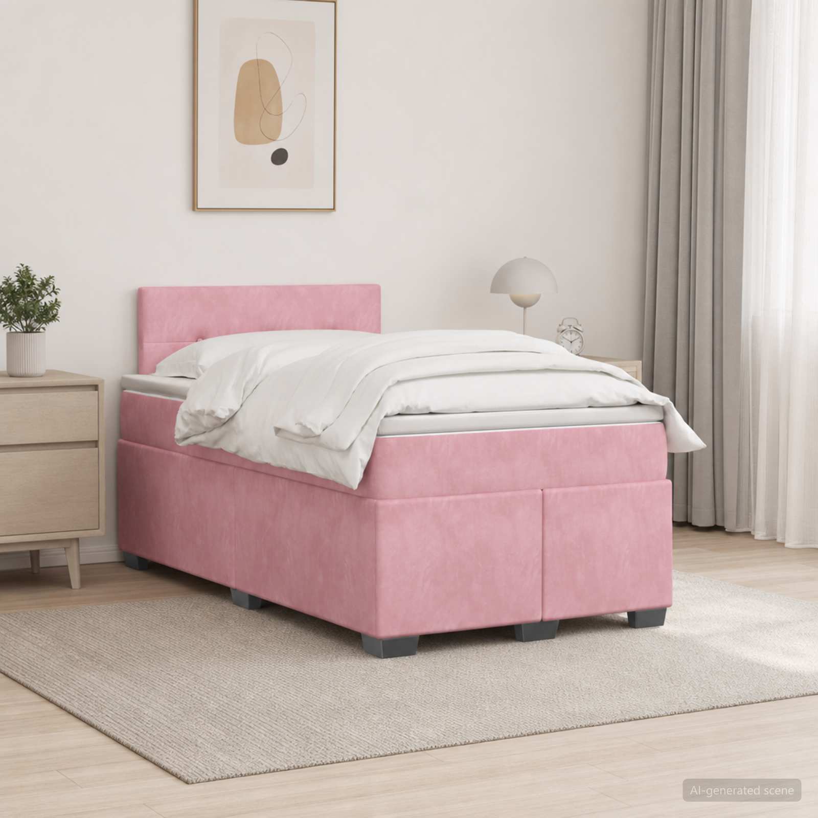 Boxspring Bed met Matras en LED Roze 120 x 200 cm fluweel