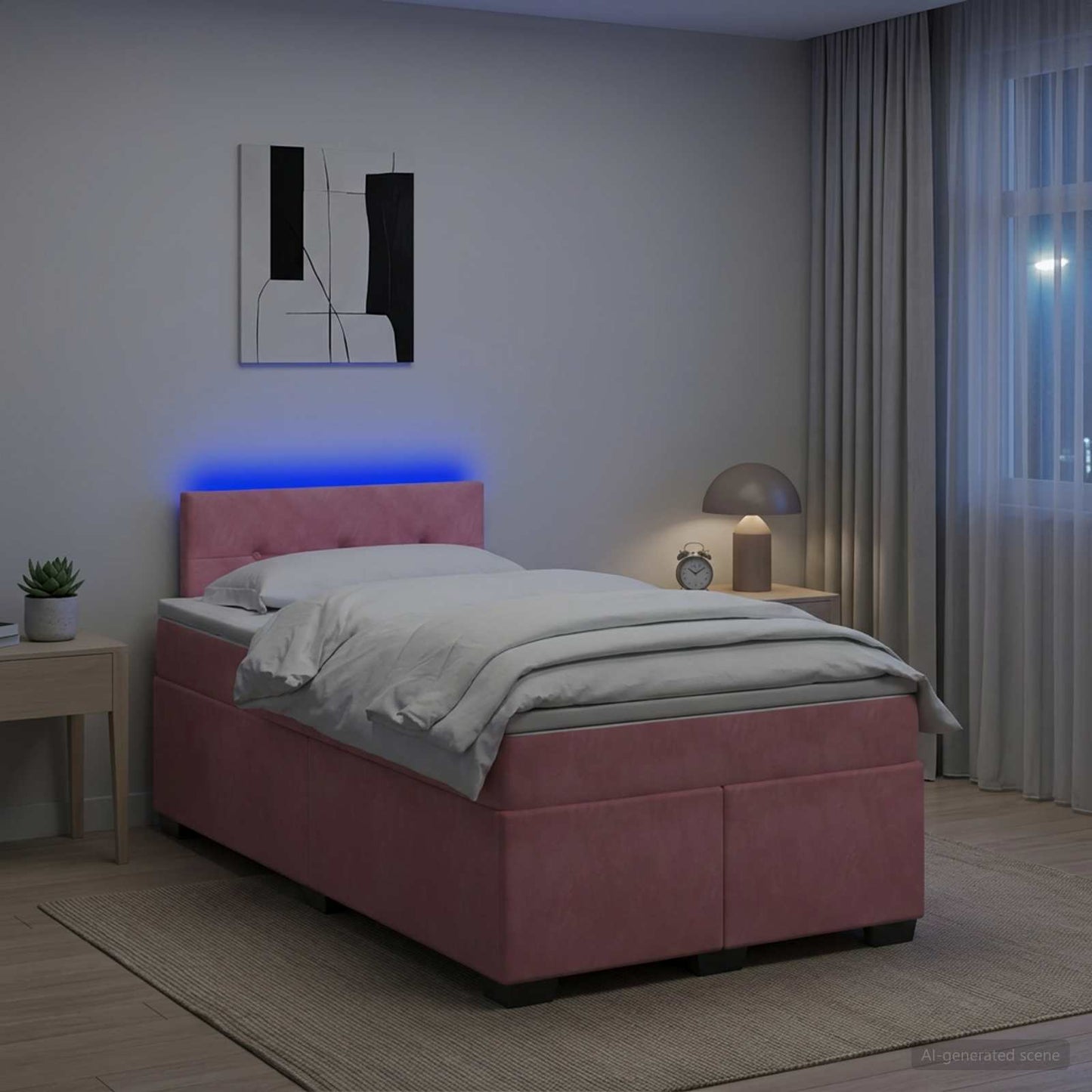 Boxspring Bed met Matras en LED Roze 120 x 190 cm fluweel