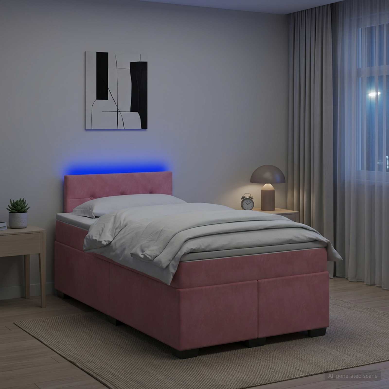 Boxspring Bed met Matras en LED Roze 120 x 190 cm fluweel