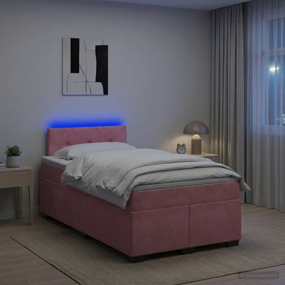 Boxspring Bed met Matras en LED Roze 120 x 190 cm fluweel
