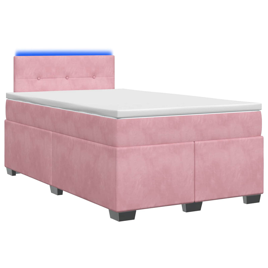 Boxspring Bed met Matras en LED Roze 120 x 190 cm fluweel