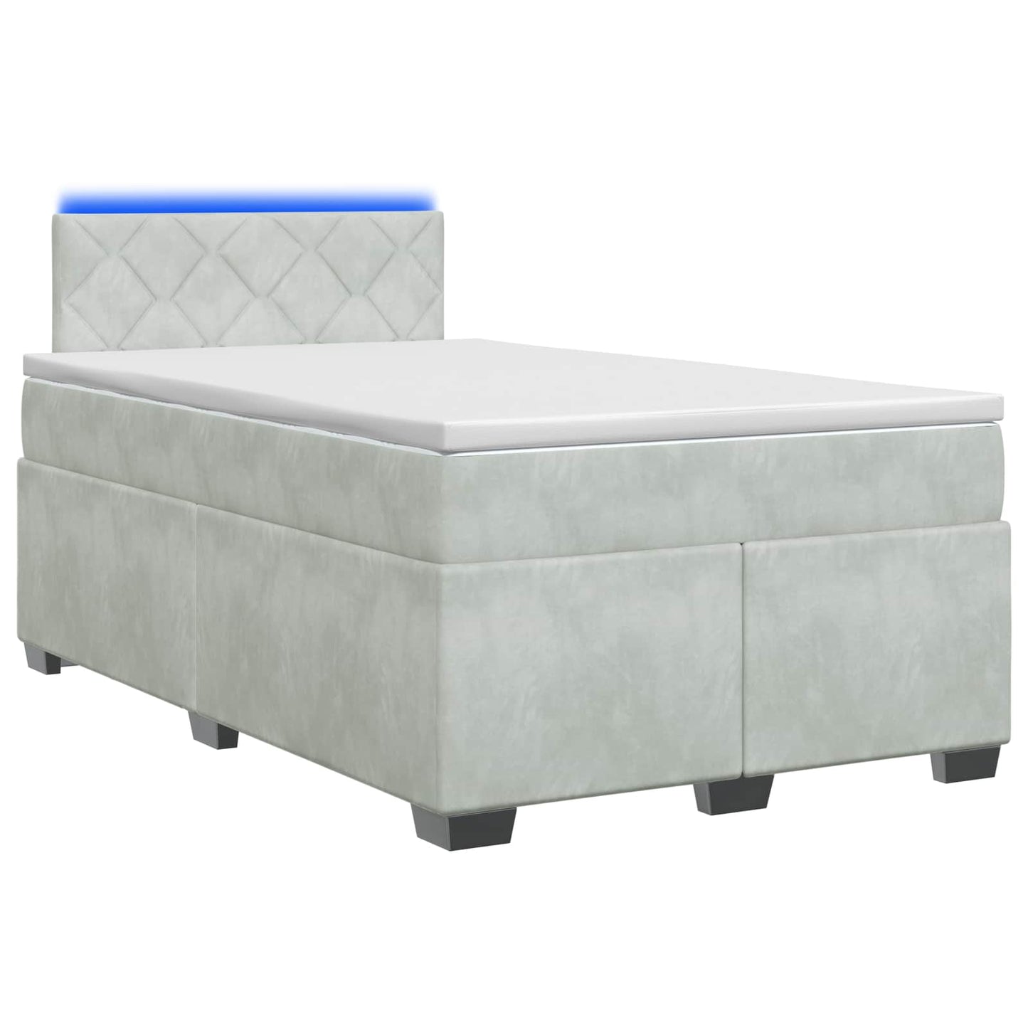 Boxspring Bed met Matras en LED Lichtgrijs 120 x 190 cm fluweel