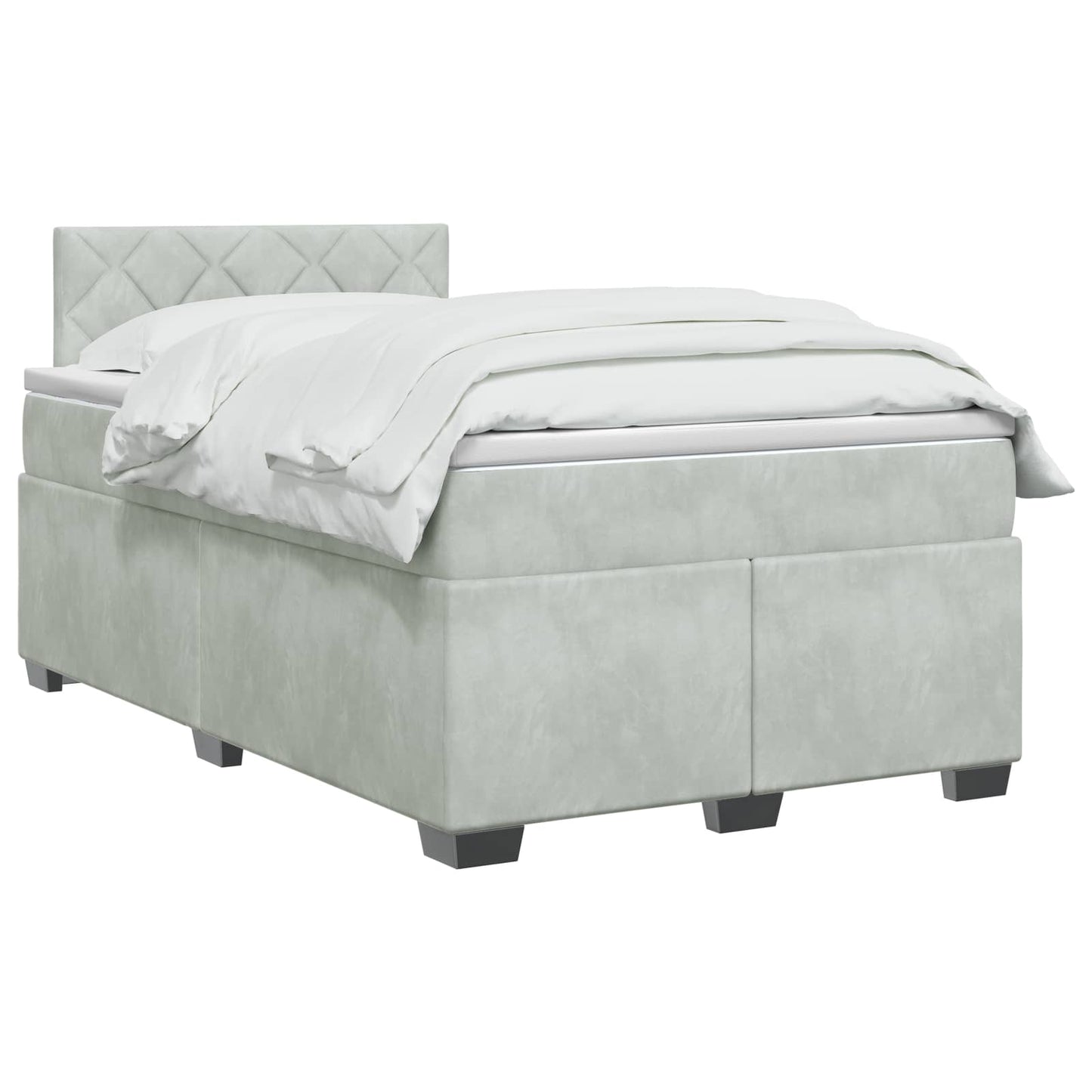 Boxspring Bed met Matras en LED Lichtgrijs 120 x 190 cm fluweel