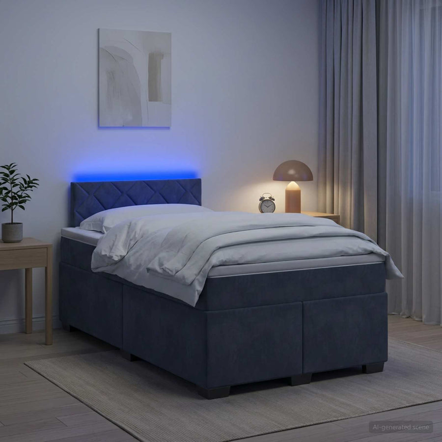 Boxspring Bed met Matras en LED Donkergrijs 120 x 190 cm