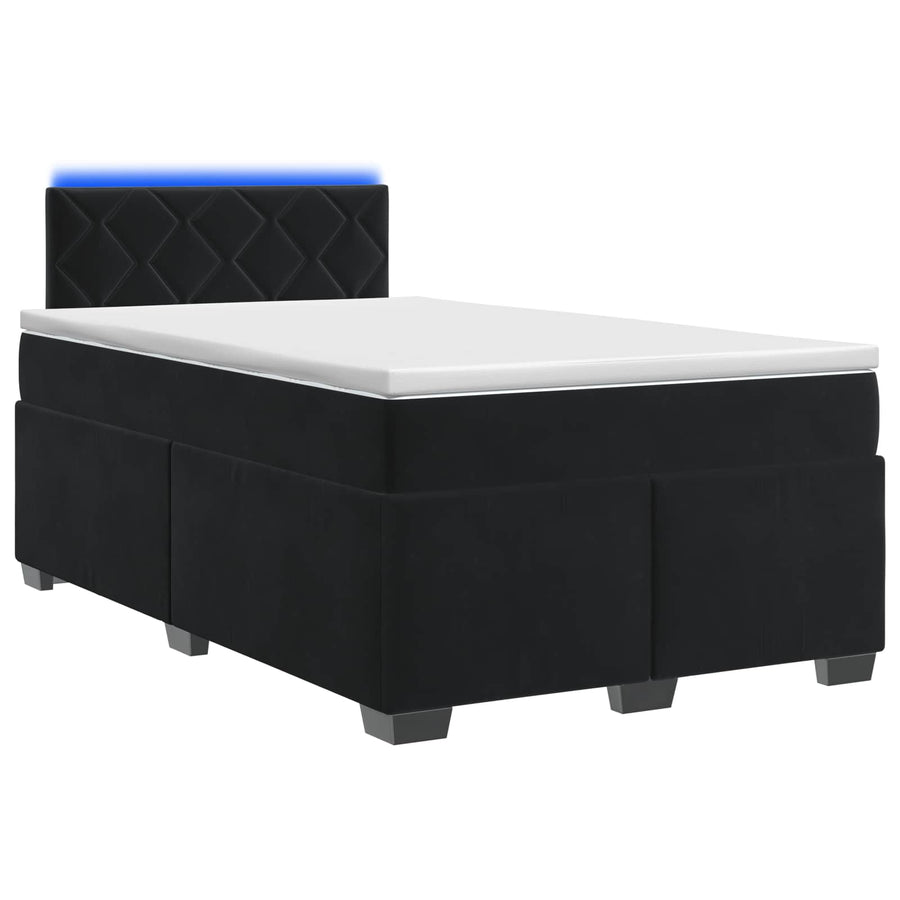 Boxspring Bed met Matras en LED Zwart 120 x 190 cm fluweel