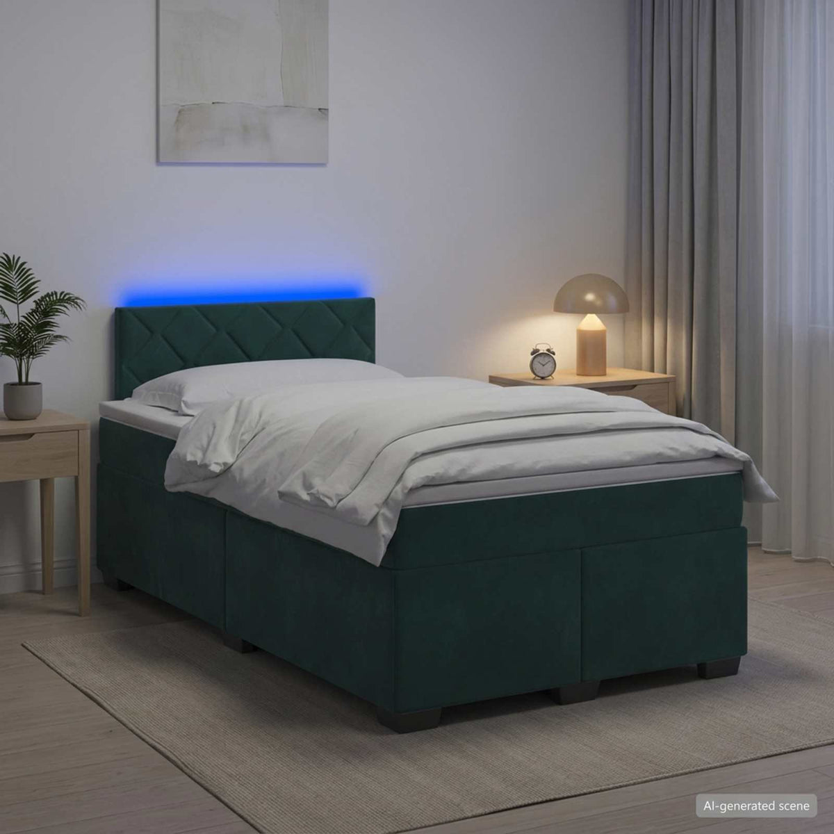 Boxspring Bed met Matras en LED Donkergroen 120 x 190 cm