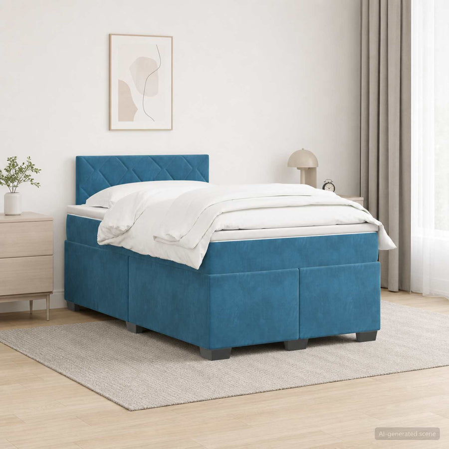 Boxspring Bed met Matras en LED Blauw 120 x 200 cm fluweel