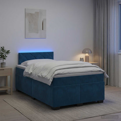 Boxspring Bed met Matras en LED Blauw 120 x 200 cm fluweel