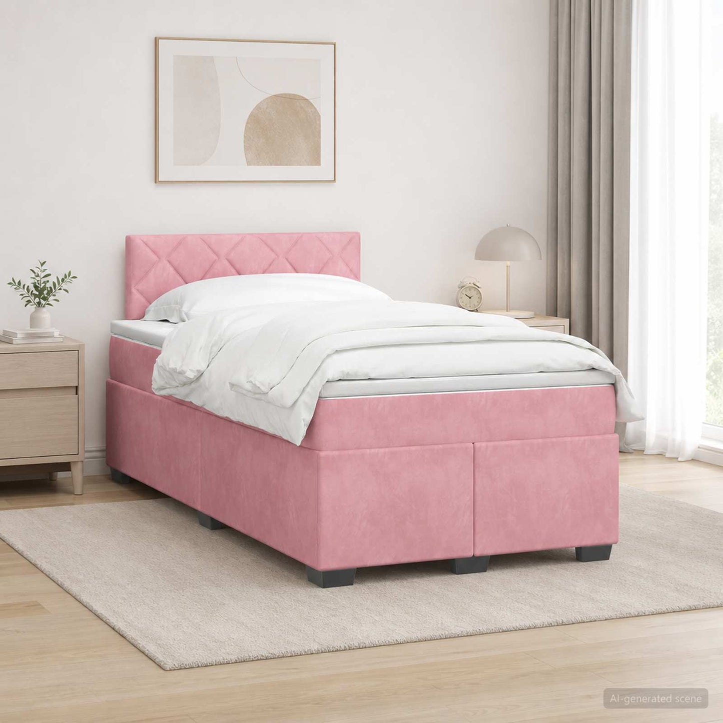 Boxspring Bed met Matras en LED Roze 120 x 190 cm fluweel