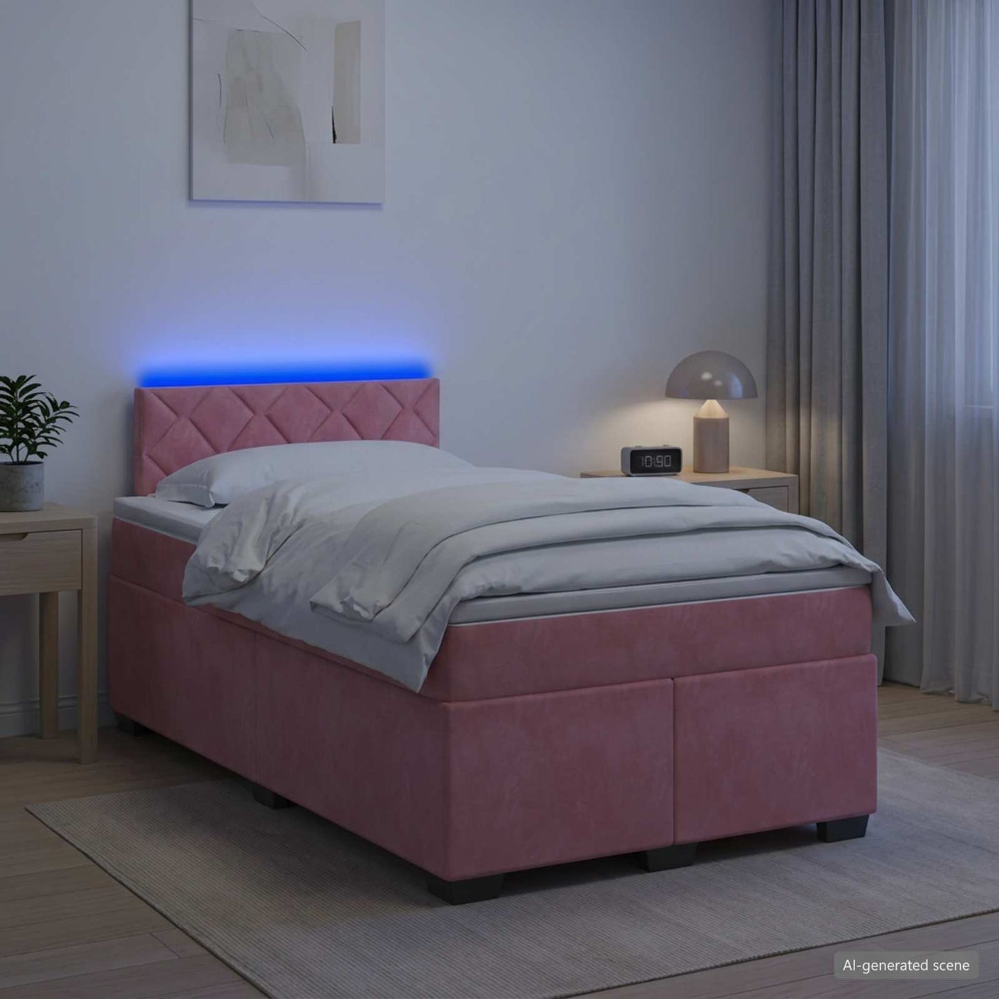 Boxspring Bed met Matras en LED Roze 120 x 190 cm fluweel