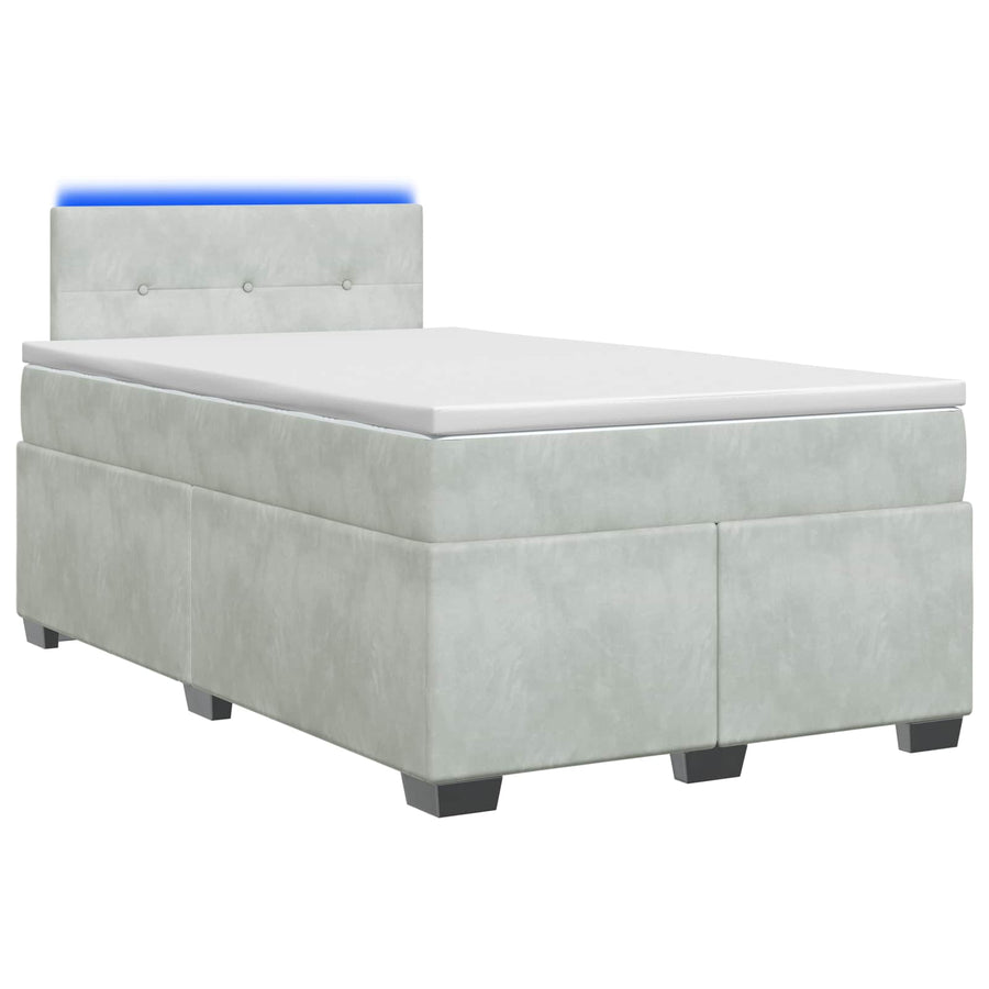 Boxspring Bed met Matras en LED Lichtgrijs 120 x 200 cm fluweel