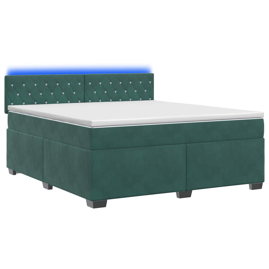 Boxspring Bed met Matras en LED Donkergroen 140 x 190 cm