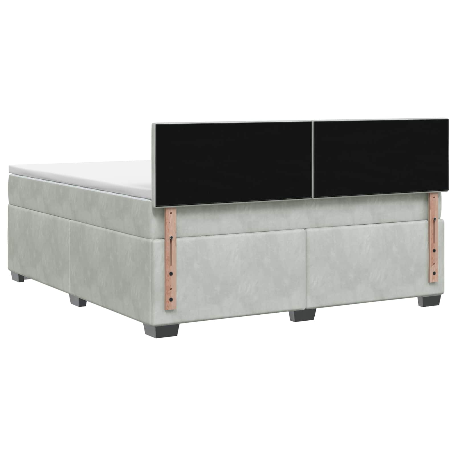 Boxspring Bed met Matras en LED Lichtgrijs 140 x 190 cm fluweel