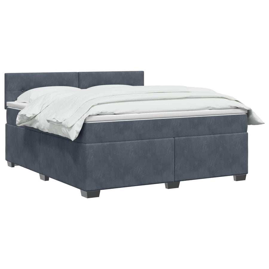 Boxspring Bed met Matras en LED Donkergrijs 140 x 190 cm