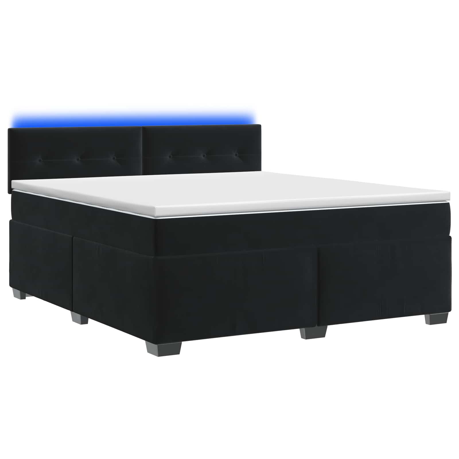 Boxspring Bed met Matras en LED Zwart 140 x 190 cm fluweel