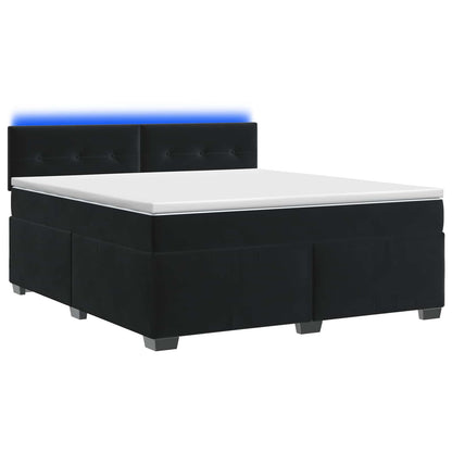 Boxspring Bed met Matras en LED Zwart 140 x 190 cm fluweel