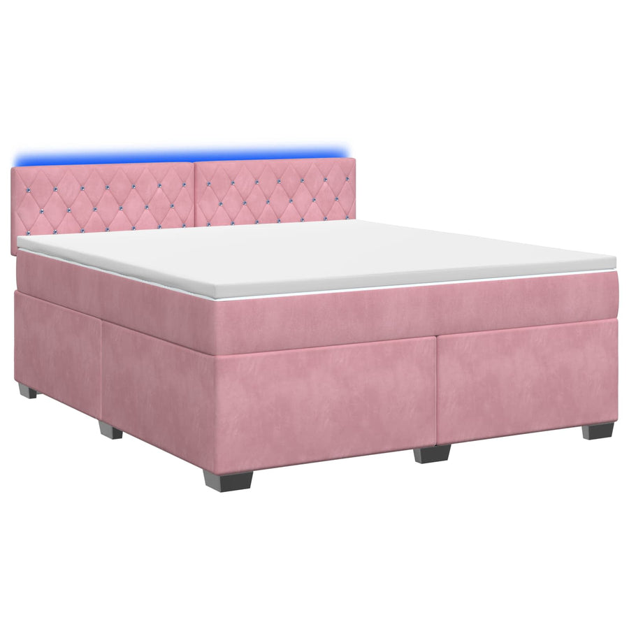 Boxspring Bed met Matras en LED Roze 140 x 200 cm fluweel