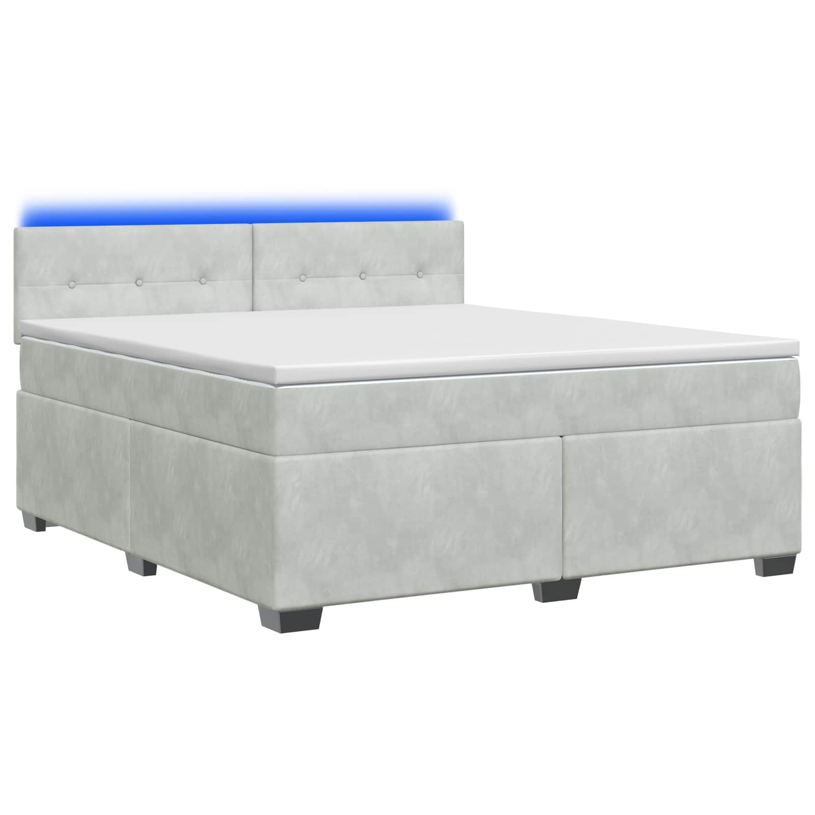 Boxspring Bed met Matras en LED Lichtgrijs 140 x 200 cm fluweel