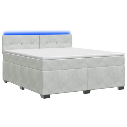 Boxspring Bed met Matras en LED Lichtgrijs 140 x 200 cm fluweel