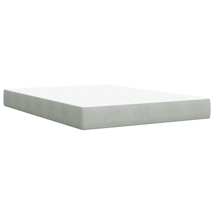 Boxspring Bed met Matras en LED Lichtgrijs 140 x 200 cm fluweel