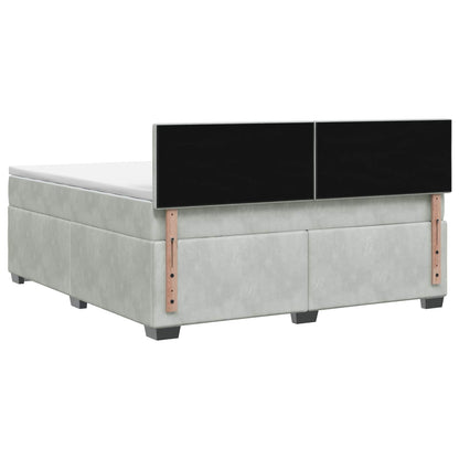 Boxspring Bed met Matras en LED Lichtgrijs 140 x 200 cm fluweel