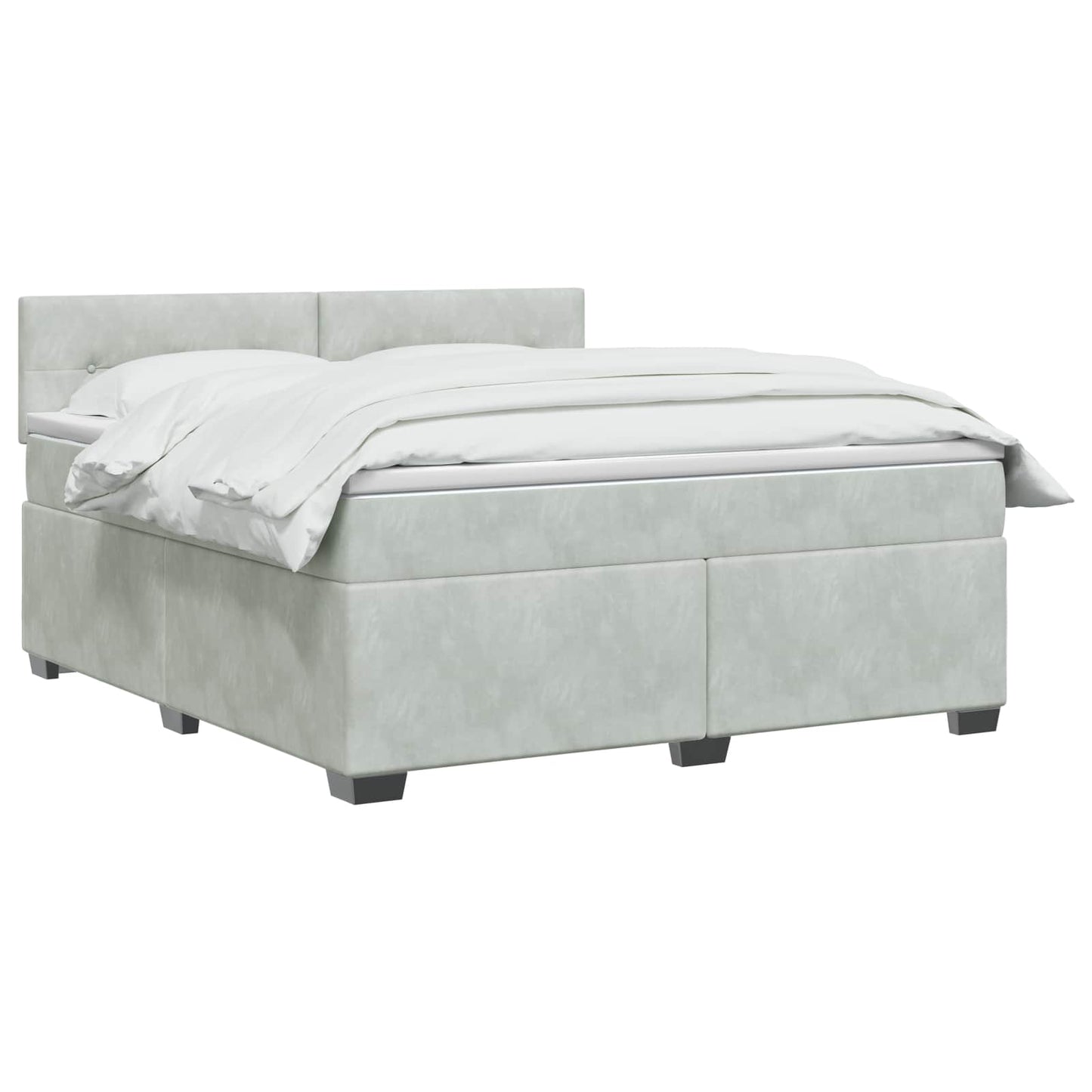 Boxspring Bed met Matras en LED Lichtgrijs 140 x 200 cm fluweel