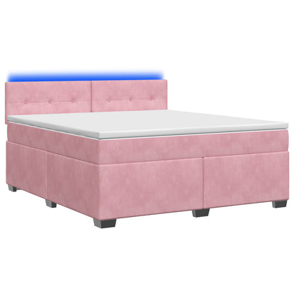 Boxspring Bed met Matras en LED Roze 140 x 200 cm fluweel